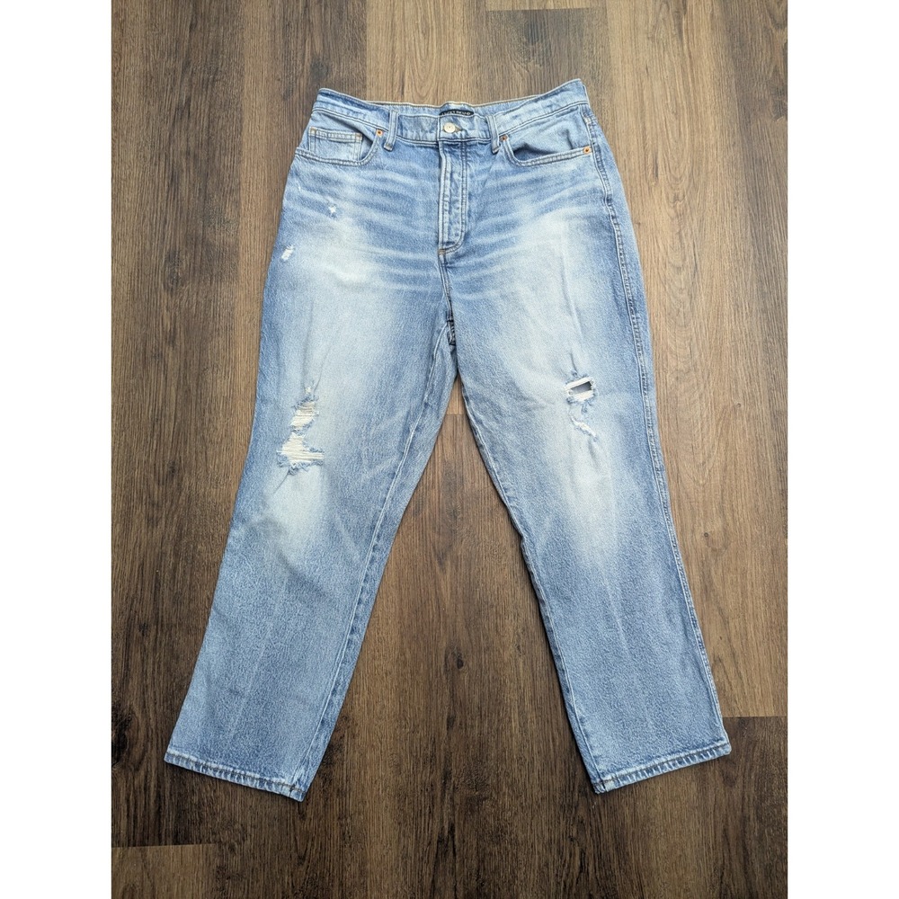 Lucky Brand Jeans Women 32‎ High Rise Mom Jean Drew Med Wash Straight Crop Denim